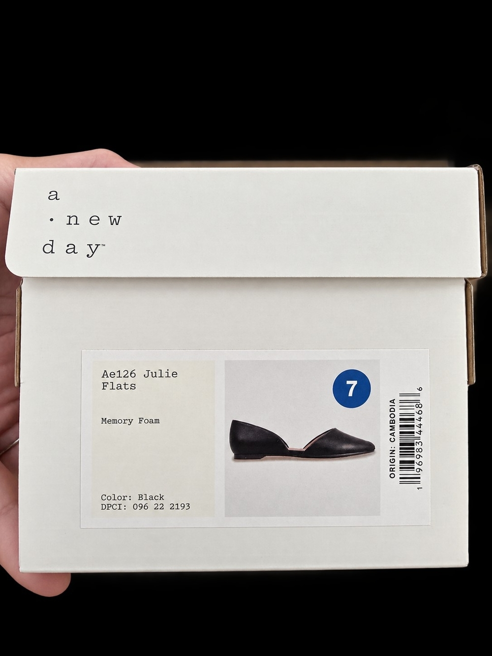 a.new.day Julie Memory Foam Black Flats - Women's Size 7